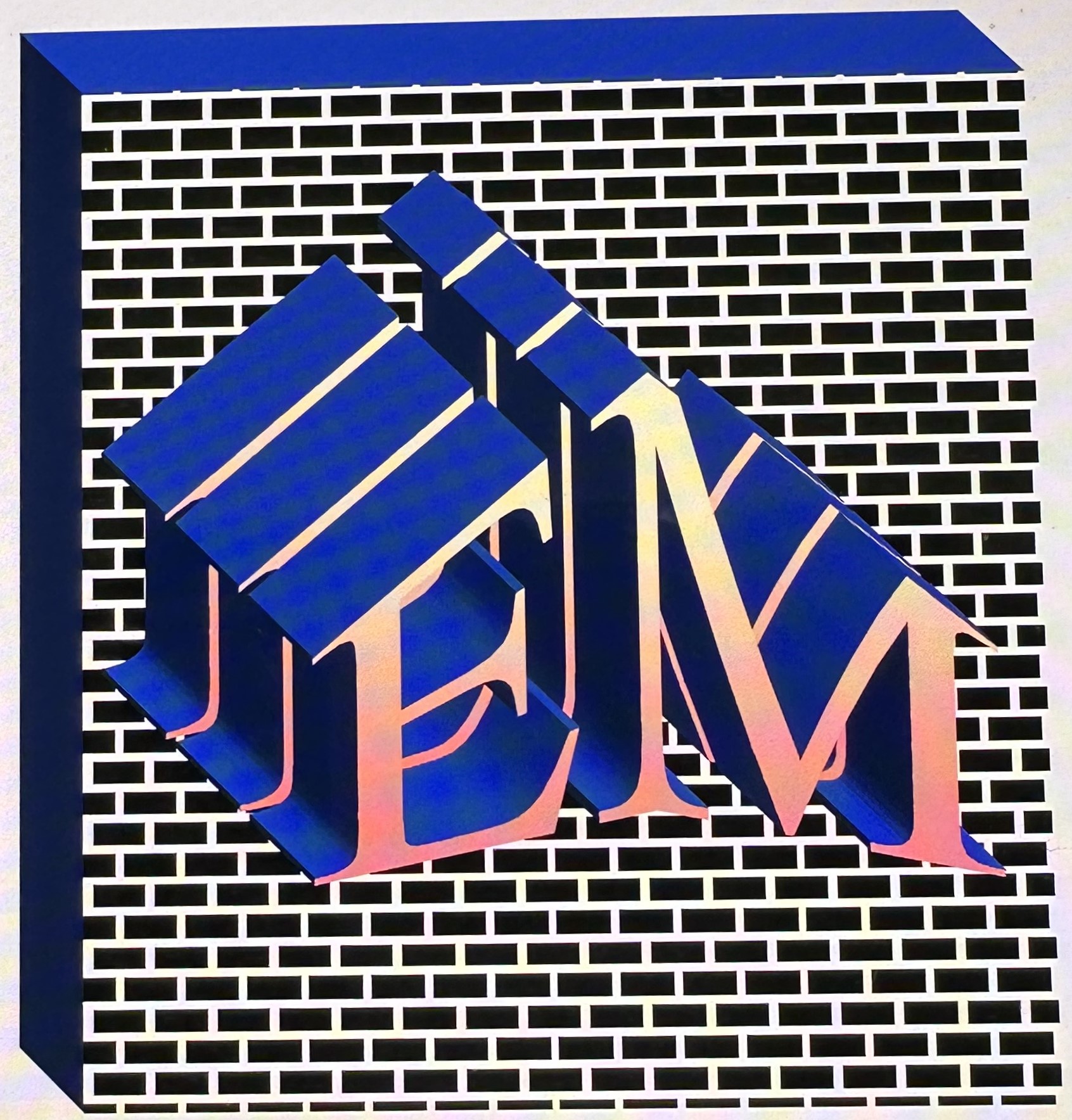 Logotipo de Estevez Multiservicios. El logotipo contiene una E y una M sobre un fondo de ladrillos negros.